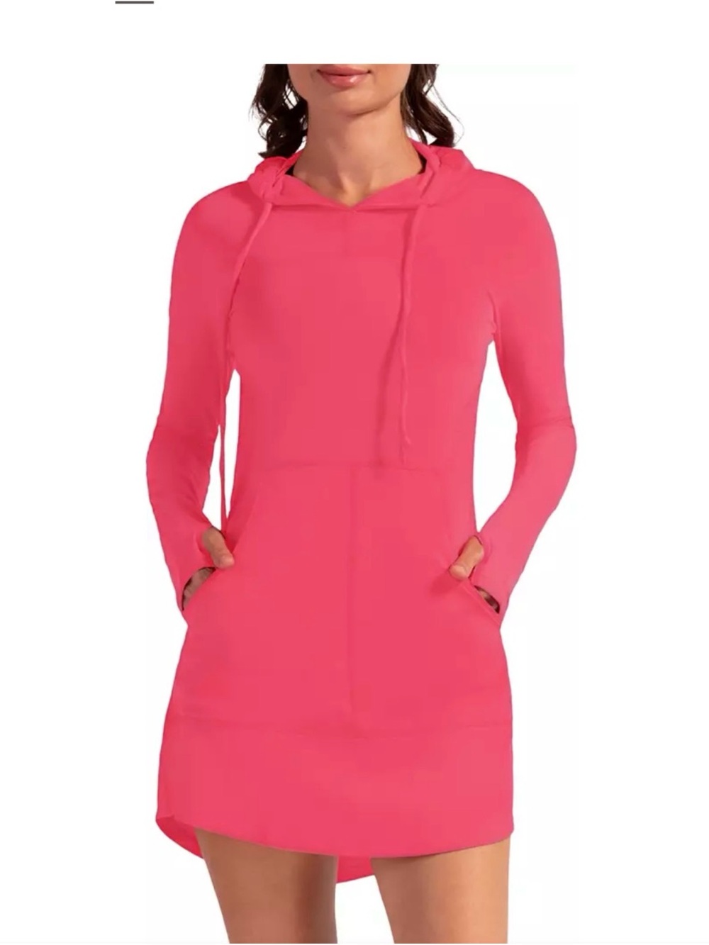 BloqUV UPF 50+ Sun Protection Hoodie Dress Coral Pink Extra Small XS NWOT